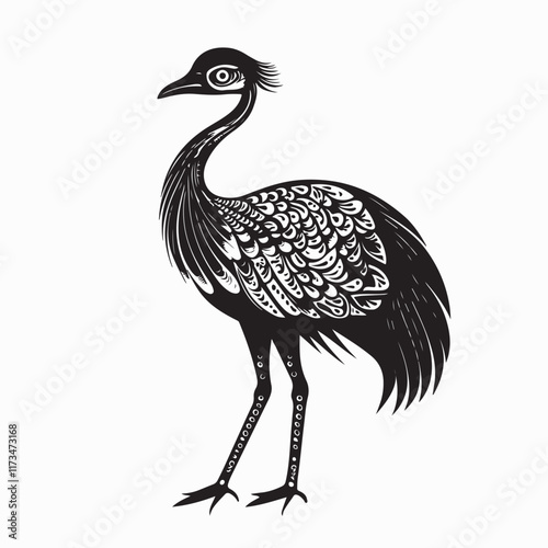 Cassowary Image Vector. Illustration Southern cassowary bird  on white Vector Image.