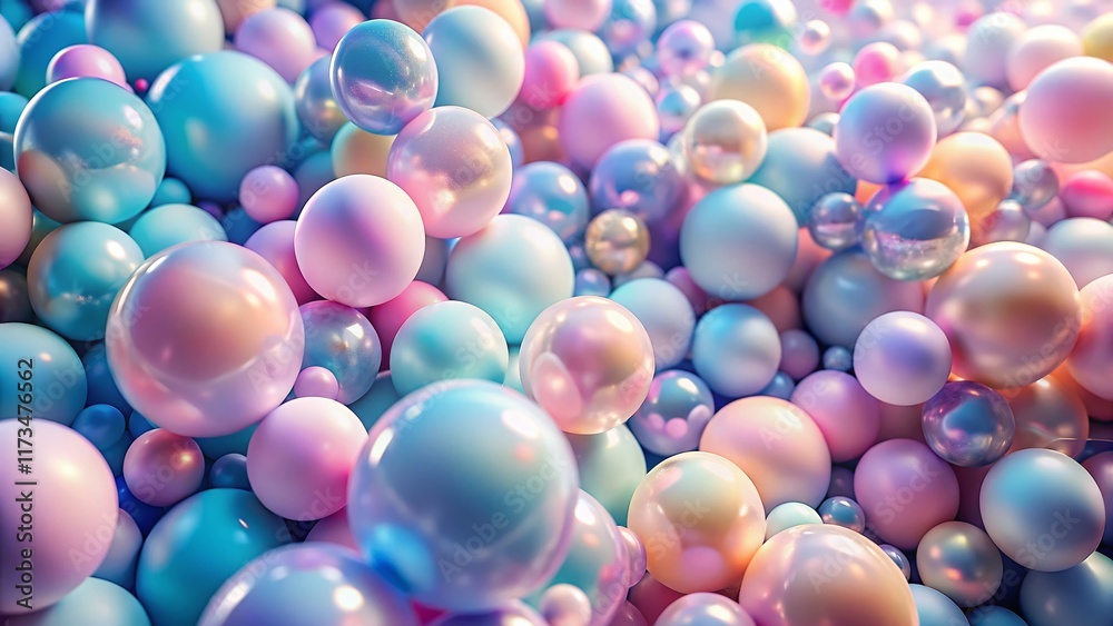 Pastel Sphere Abstract Background: Soft Colorful Floating Balls
