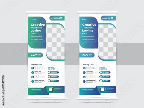 Medical healthcare roll up banner or cover design template, Modern & luxury medical banner, stand banner template and luxury background with standard size