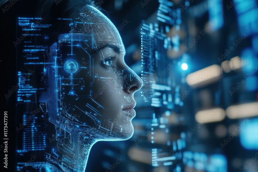 Naklejka premium AI coding projects captured in action, a developer integrating APIs and analyzing test results with focus and precision
