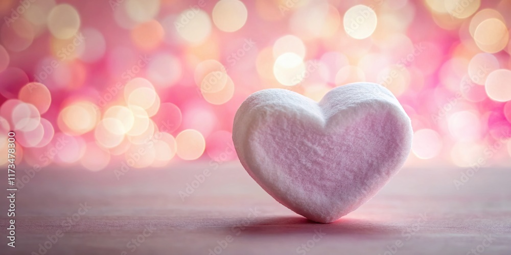 Fototapeta premium Pink Background Sweet Marshmallow Hearts - Valentine's Day Candy