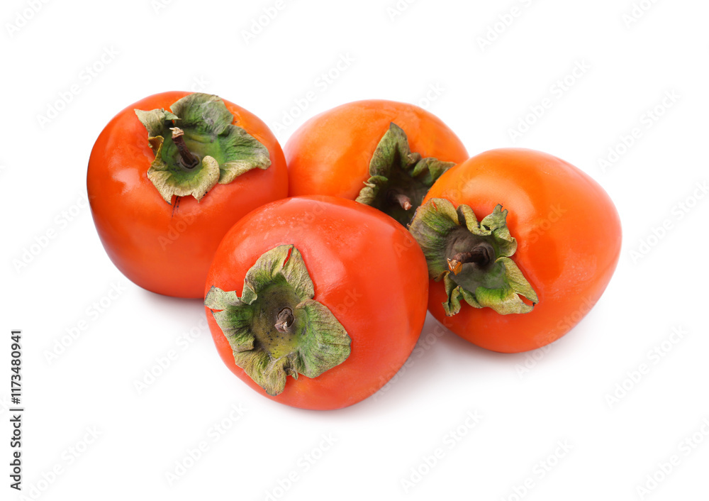 Delicious ripe juicy persimmons isolated on white Delicious ripe juicy persimmons isolated on white