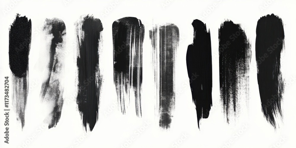 Artistic brush set showcasing diverse styles, from grunge textures to smooth, flowing strokes Artistic brush set showcasing diverse styles, from grunge textures to smooth, flowing strokes
