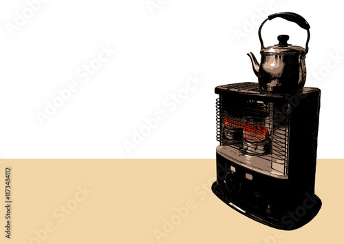 ストーブの上にやかん