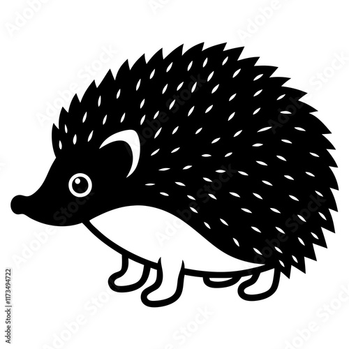 Cute Silhouette of a Hedgehog line art vector cartoon illustration