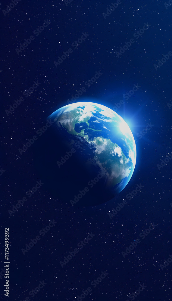 Obraz premium Planet earth on starry space background: a cinematic scene for sci-fi and fantasy designs, pixel art, with white tones