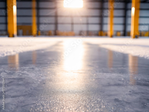 Sunlit Industrial Floor with Subtle Snow