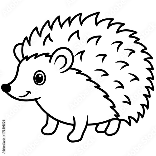 Cute Silhouette of a Hedgehog line art vector cartoon illustration