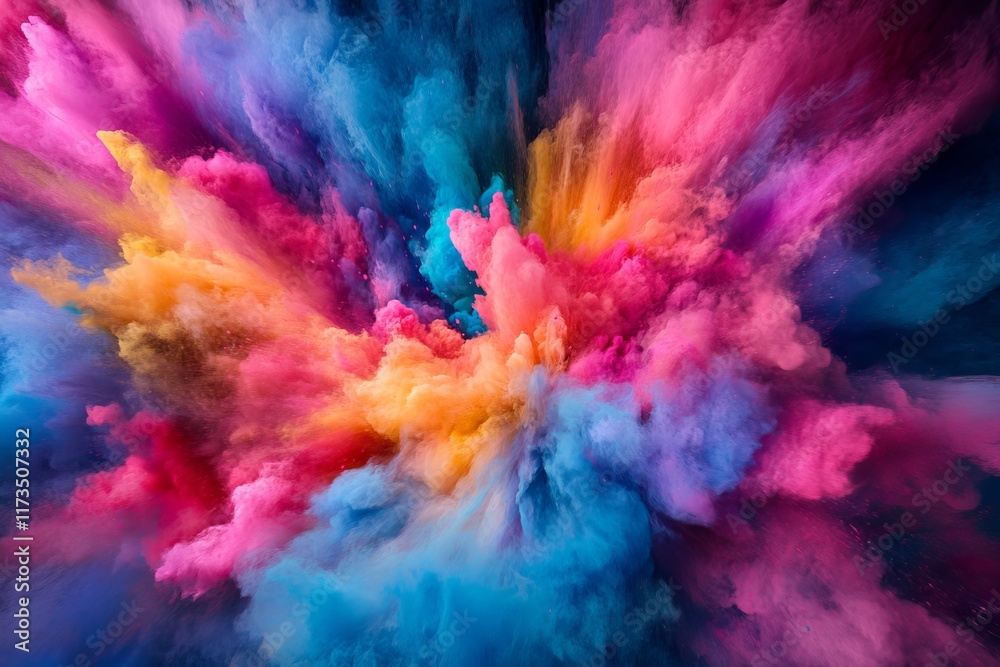 A stunning burst of colorful powder creating a dynamic and energetic abstract background, perfect for creative projects. A stunning burst of colorful powder creating a dynamic and energetic abstract background, perfect for creative projects.