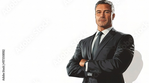 Confident Businessman in Sharp Suit Posing for Professional Portrait photo