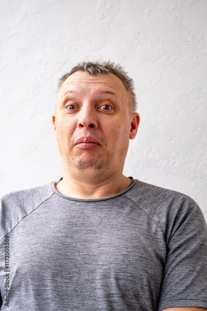 Fototapeta premium distorted face of sad and grieved very upset person, dissatisfied with his hard fate