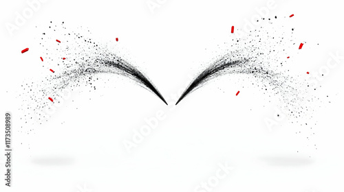 Celebration confetti burst, festive explosion, white background, graphic design element.