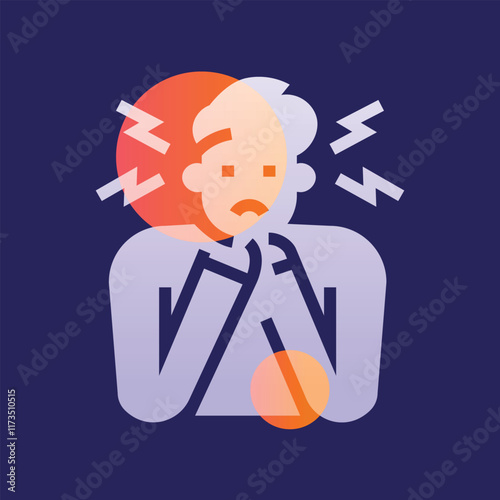 Choking glassmorphism illustration. Household injuries. Transparency blur elements.