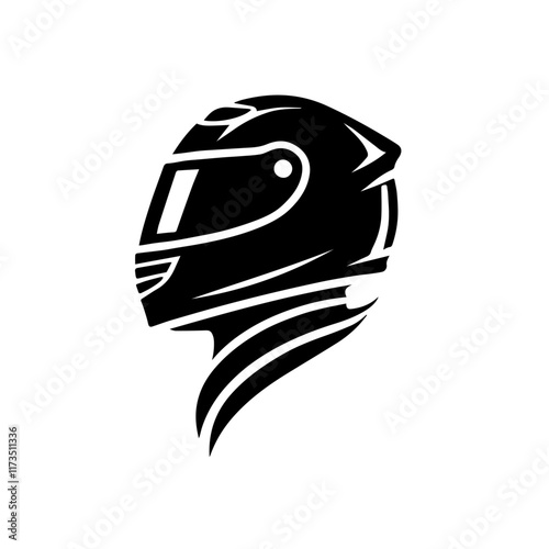 Motorcycle helmet isolated with safety and protective gear features photo