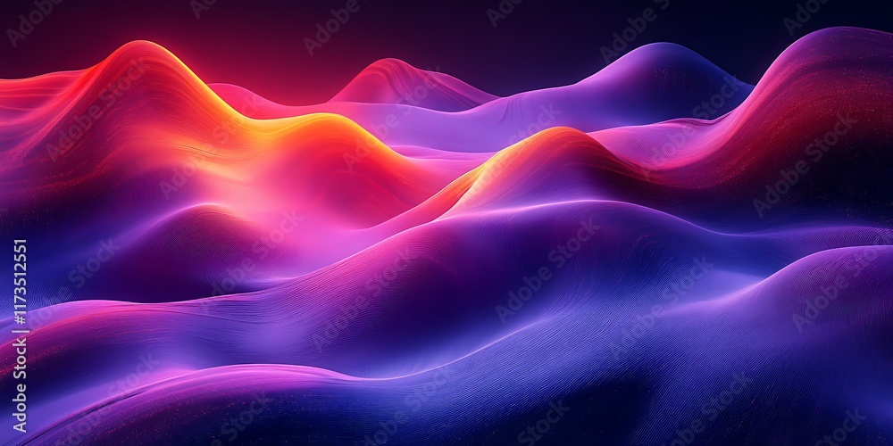 Obraz premium Abstract colorful hills, vibrant neon landscape, digital art, background.