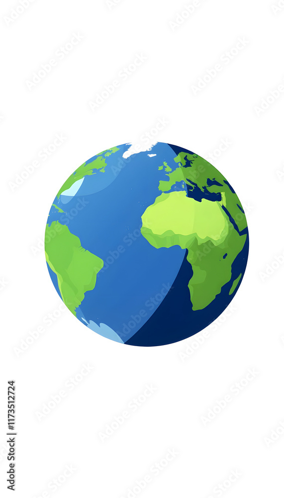 Fototapeta premium Earth planet, clipart style, with white tones