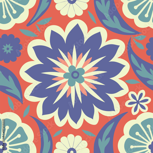 Wallpaper Mural Seamless wildflowers Pattern, Abstract botany flowers pattern on colors background. Torontodigital.ca