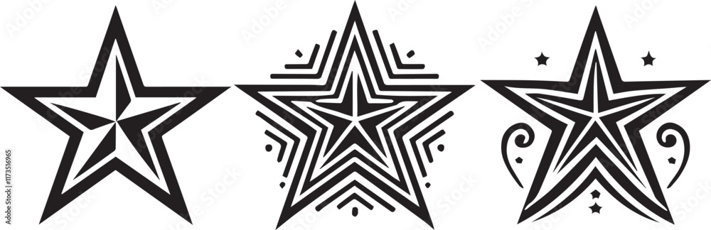 set of star silhouette vector set of star silhouette vector