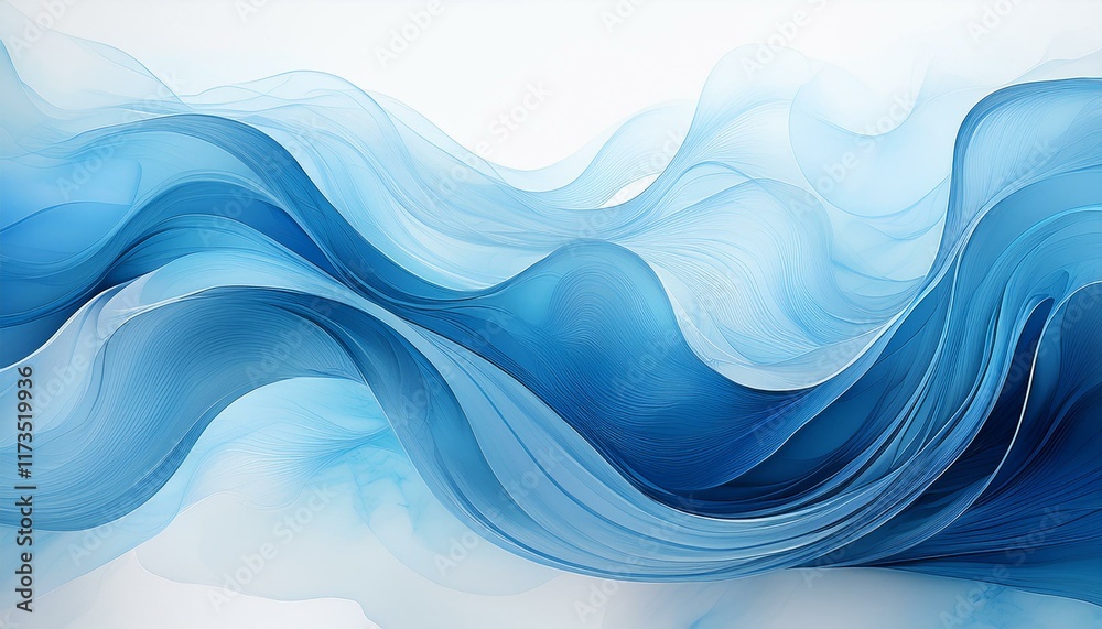 Fototapeta premium abstract blue wave flowing on white background