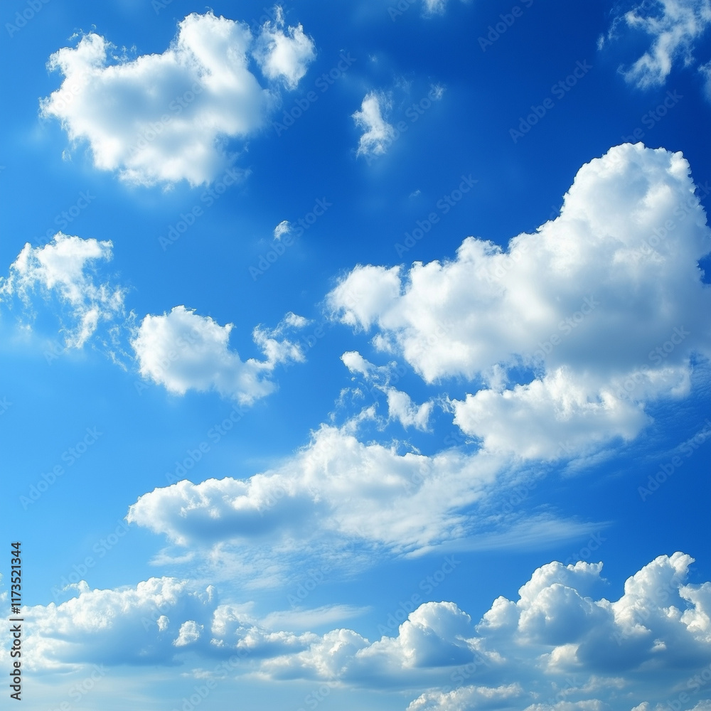 Fototapeta premium Sky Blue Stunning Fluffy Clouds Perfect Day