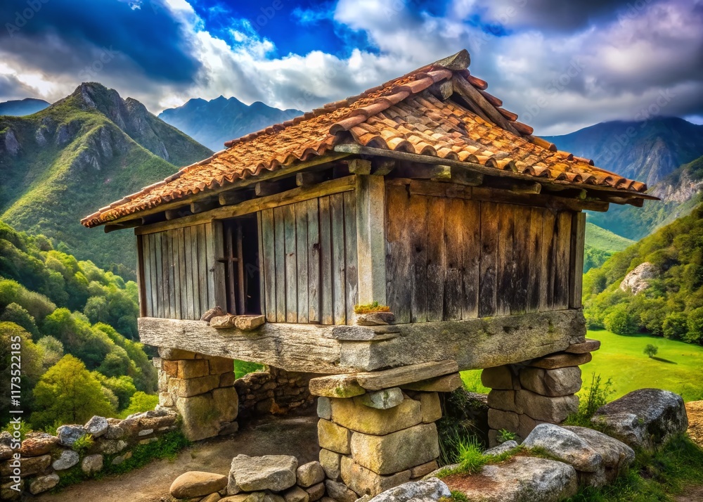 Rustic Asturian Granary: Cadavedo Village, Spain - Traditional Stone Architecture
