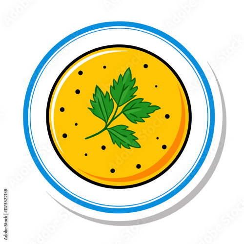 Plate of soup sticker on white background vector illustration (5)