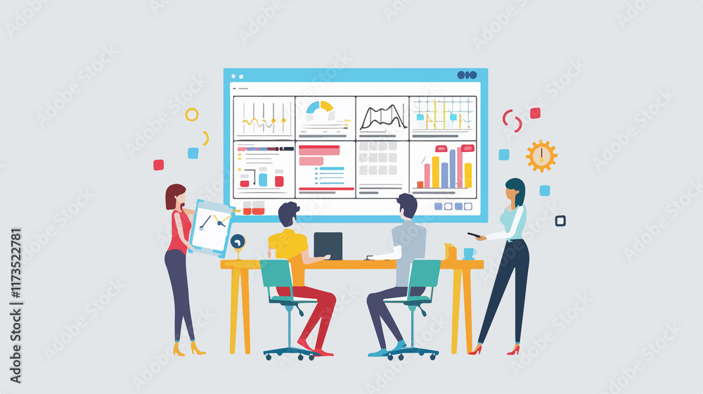 Fototapeta premium Professional People are Efficiently Filling Out a Schedule Table with Analytics