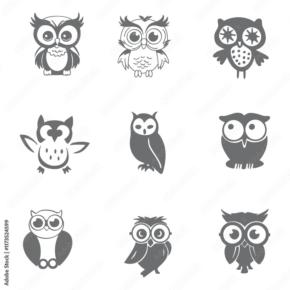 Fototapeta premium The owl symbol icon symbolizes wise and strategic endeavors