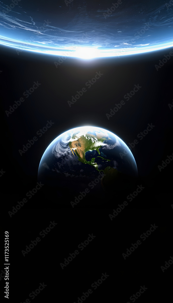 Fototapeta premium realistic illustration of earth planet, Backlit, with white tones