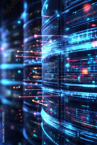 Data Connection in Technology Space Representing Empty Space with Digital Points and Network Visualization