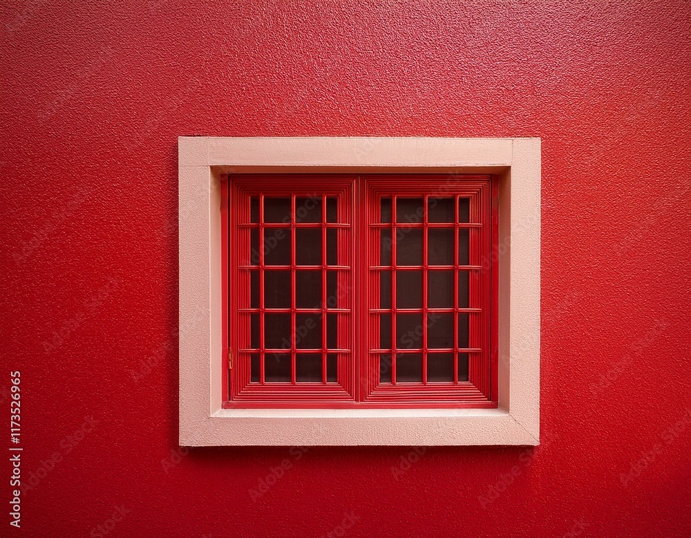 Obraz premium a red wall with a red window frame