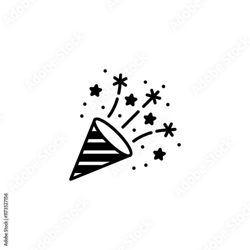Confetti flat vector icon. Firework, petard vector sign