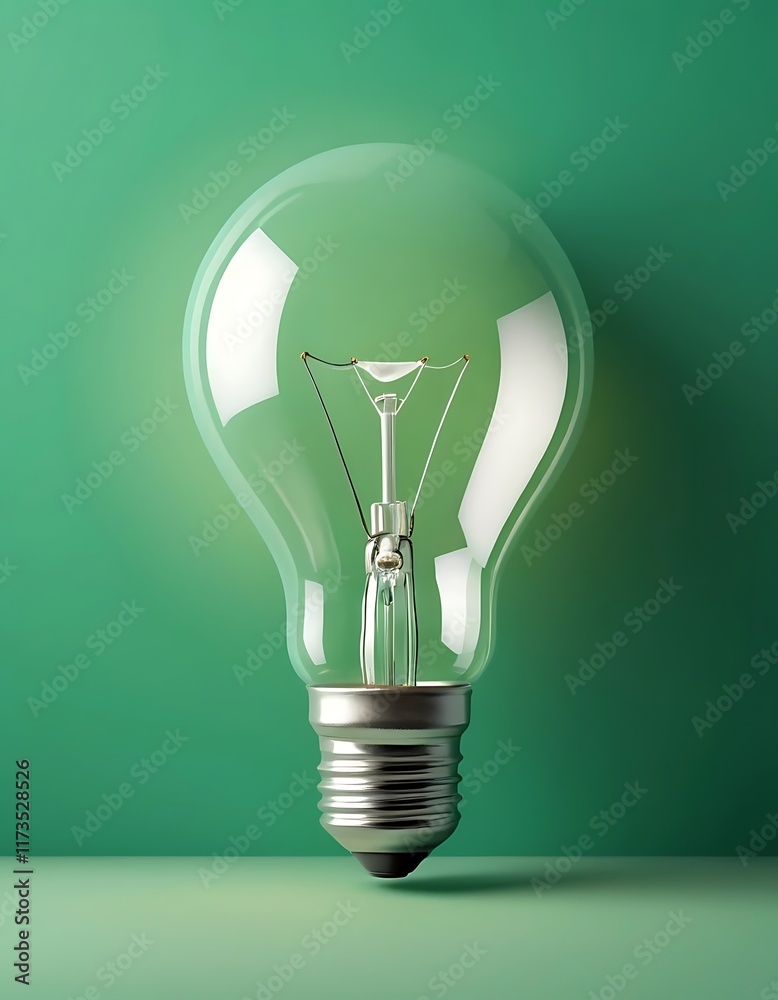 Illuminated Lightbulb Against Green Background Illuminated Lightbulb Against Green Background