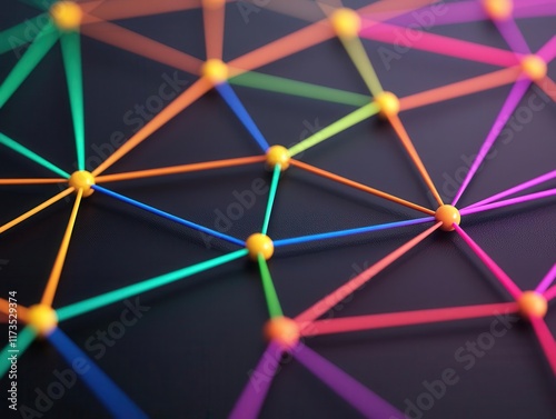 Visual representation of a global feeder fund network, with colorful nodes and lines connecting different regions and investment flows