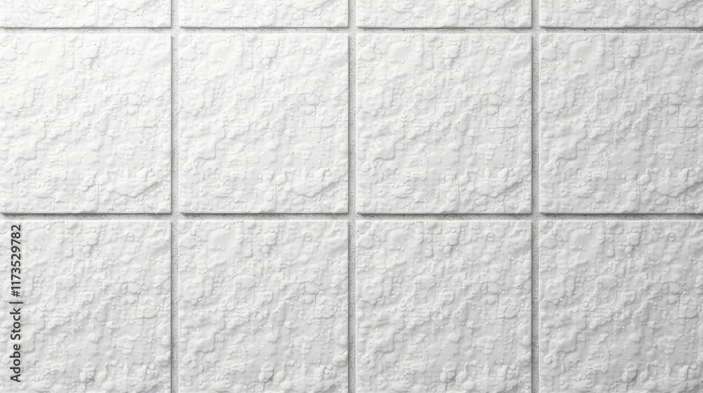 White textured tiles arranged in a grid pattern, showing a detailed surface White textured tiles arranged in a grid pattern, showing a detailed surface