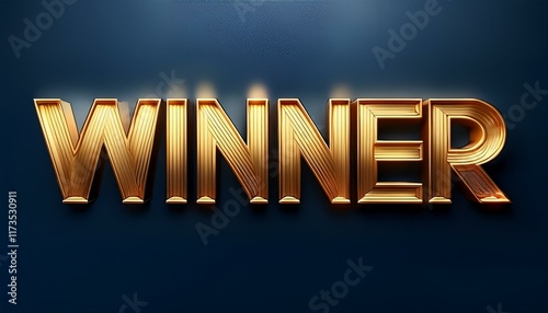 text winner in bold gold on a solid navy background