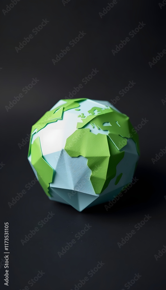 green planet earth, origami, with white tones green planet earth, origami, with white tones