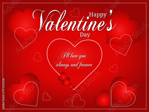 Happy Valentine's Day with calligraphy text. Vector illustration with  Valentine's Day attributes and symbols