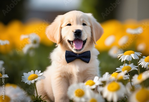 Golden Retriever Puppy with Bowtie