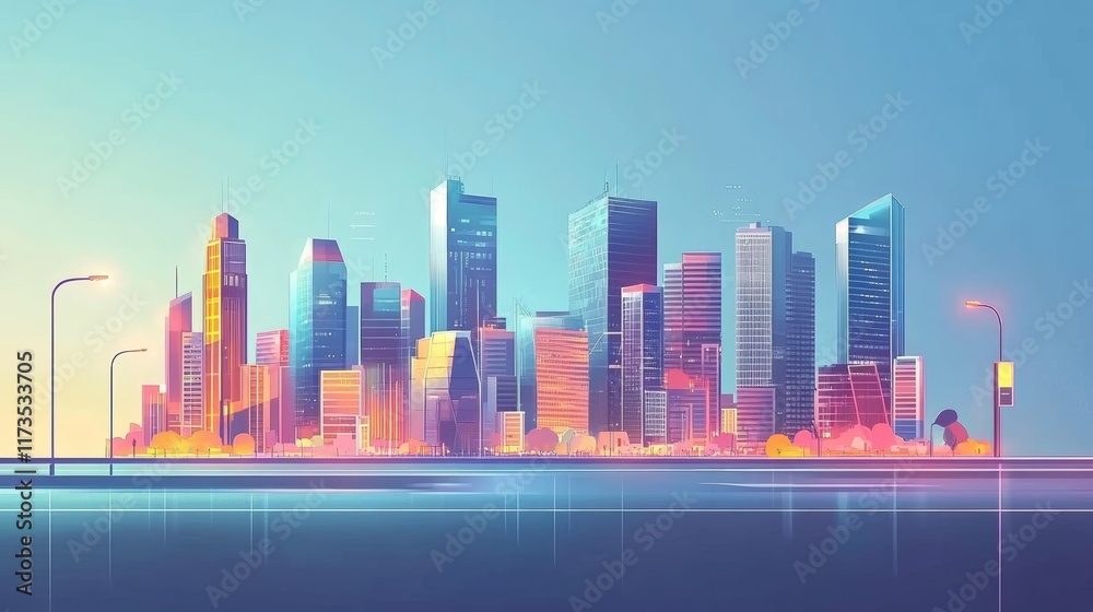 Fototapeta premium Exploring the smart city concept and innovative communication networks in digital transformation