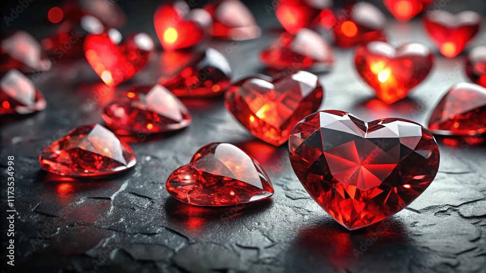 Scattered Red Heart Gems: Romantic Decorative Elements for Valentine's Day, Weddings, and More Scattered Red Heart Gems: Romantic Decorative Elements for Valentine's Day, Weddings, and More