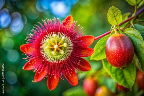 Scarletfruit Passionflower (Passiflora foetida var. lanuginosa) Ripening Fruit in Galveston, Texas Coastal Wetlands photo