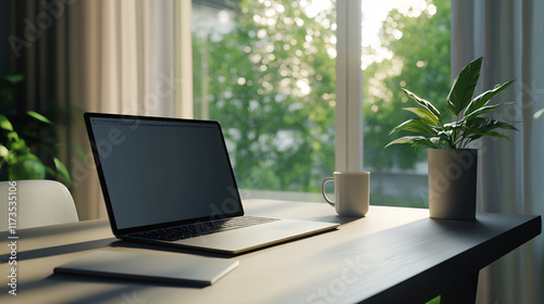 office interior with laptop