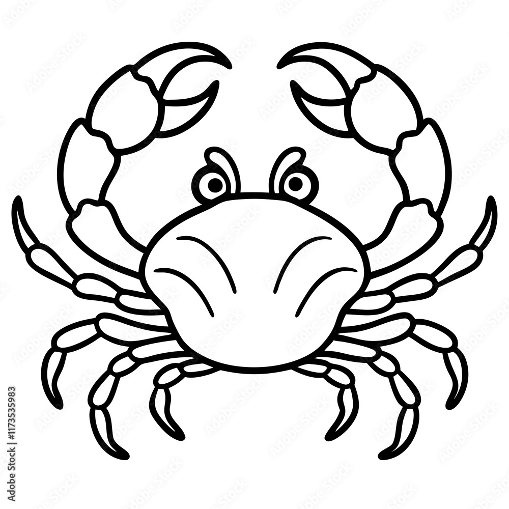 Fototapeta premium Cute Silhouette of a Crab line art vector cartoon illustration
