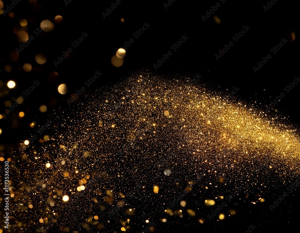 Obraz premium gold glitter dust sparkles against a black background