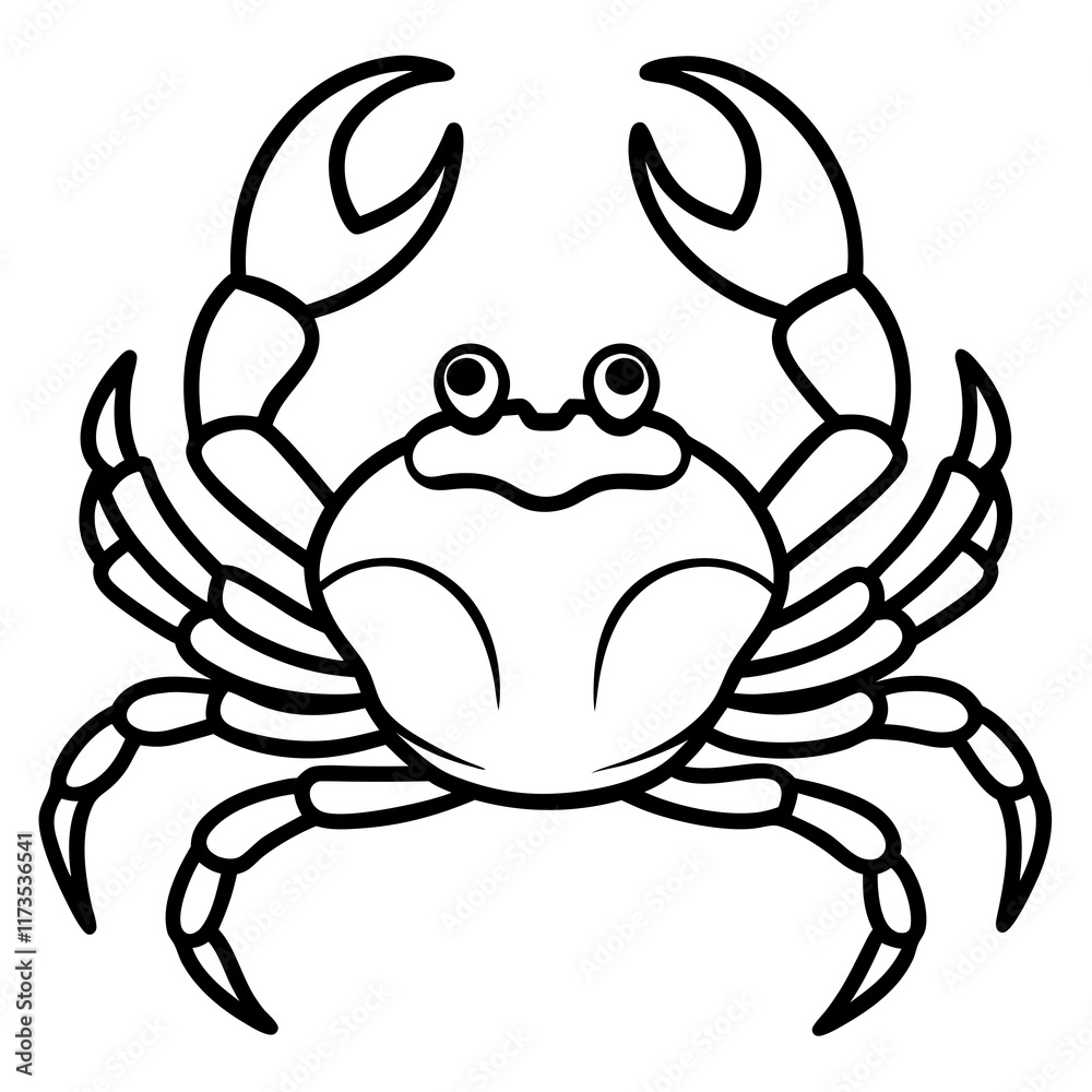 Cute Silhouette of a Crab line art vector cartoon illustration Cute Silhouette of a Crab line art vector cartoon illustration