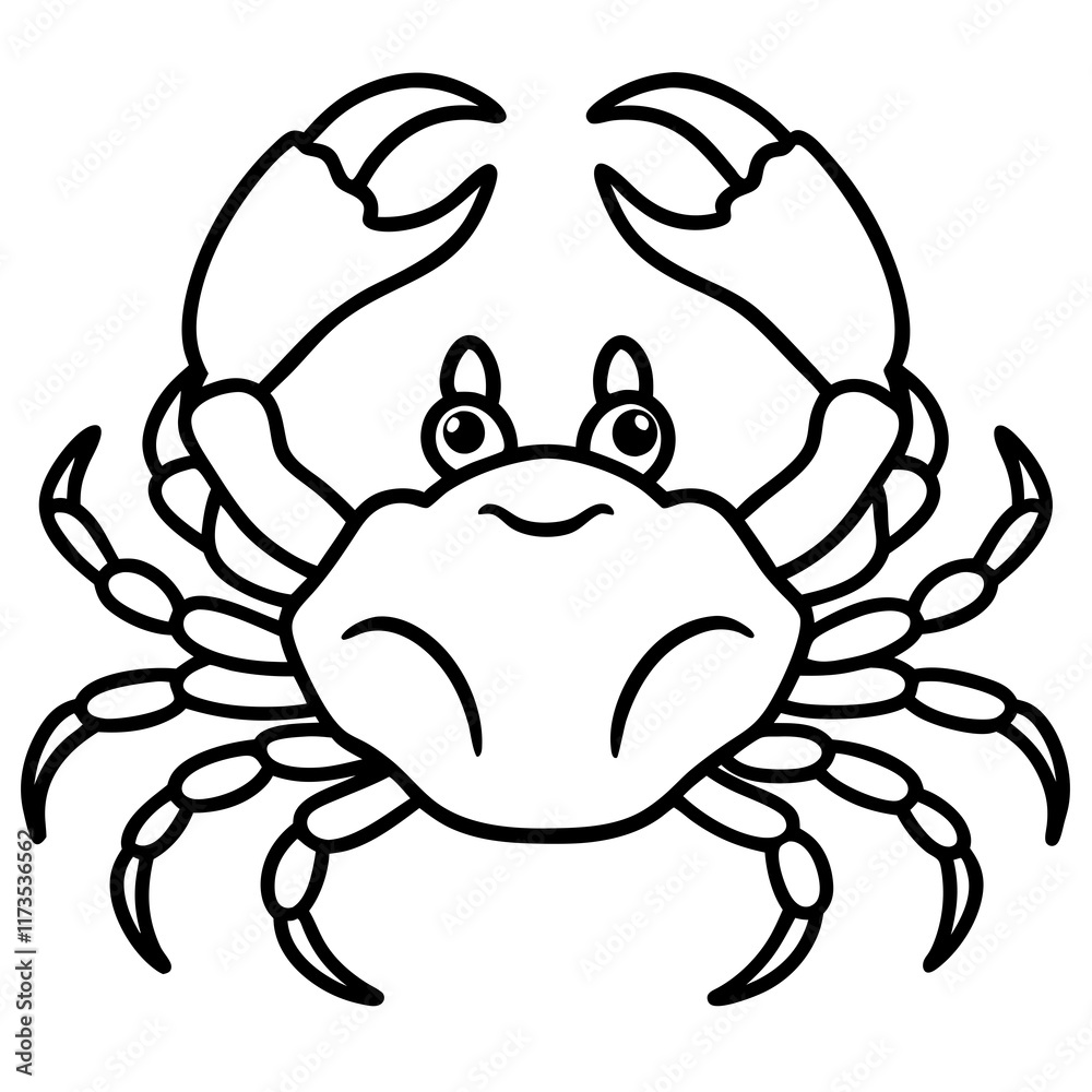 Fototapeta premium Cute Silhouette of a Crab line art vector cartoon illustration