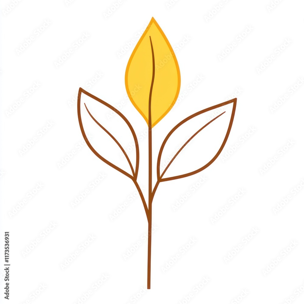 Simple Yellow Leaf Sprout Illustration Design Simple Yellow Leaf Sprout Illustration Design