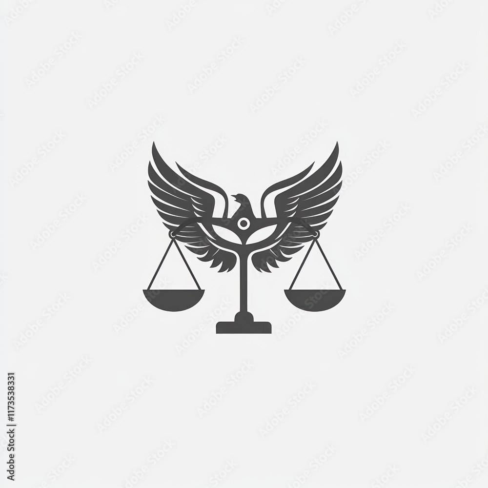 Winged Bird Balancing Scales Of Justice Symbol Winged Bird Balancing Scales Of Justice Symbol