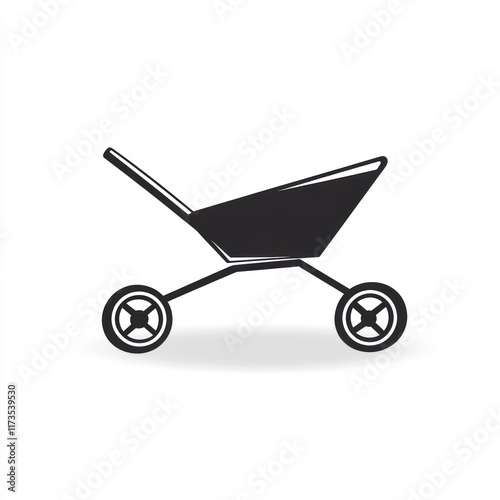 Simple Black Silhouette Of A Baby Stroller